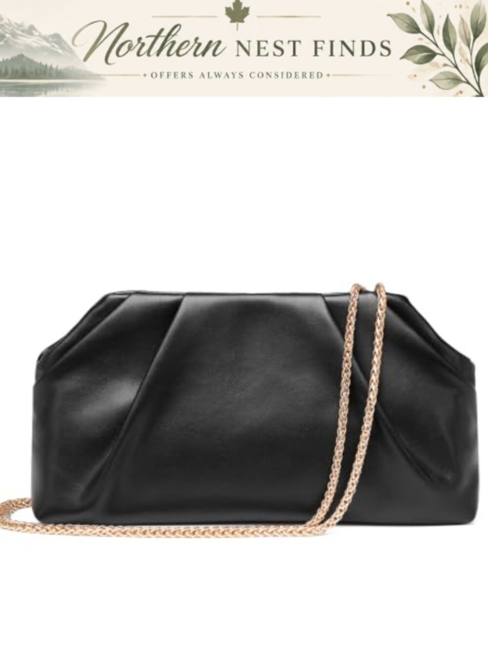 Soft Pleated PU Evening Clutch Bag with Chain for Wedding Party Prom